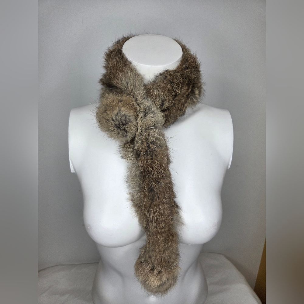Luxurious Fur Scarf- Natural Grey/ Brown Color